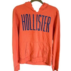 Hollister Hoodie Sweatshirt Orange Blue Logo Comfy Pullover Casual Small‎